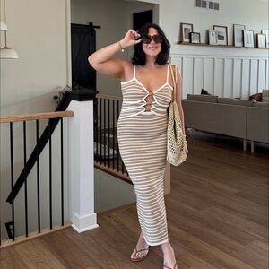 Petal & Pup Farrah midi dress light taupe